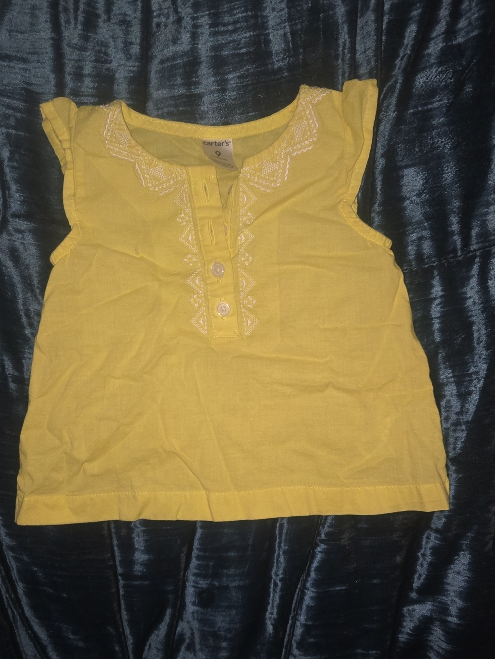 Carter's Yellow Sleeveless Embroidered Henley Tank